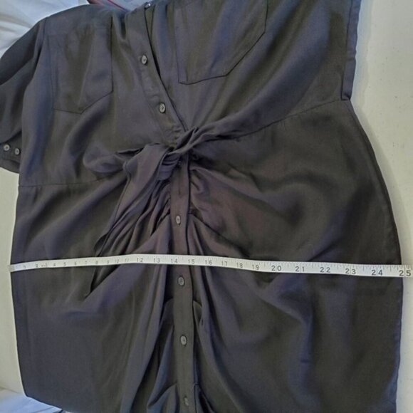 Asymmetric Tencel Shirt Dress with Pockets Size 20W Cinched Tie Front Office NEW - Picture 11 of 15